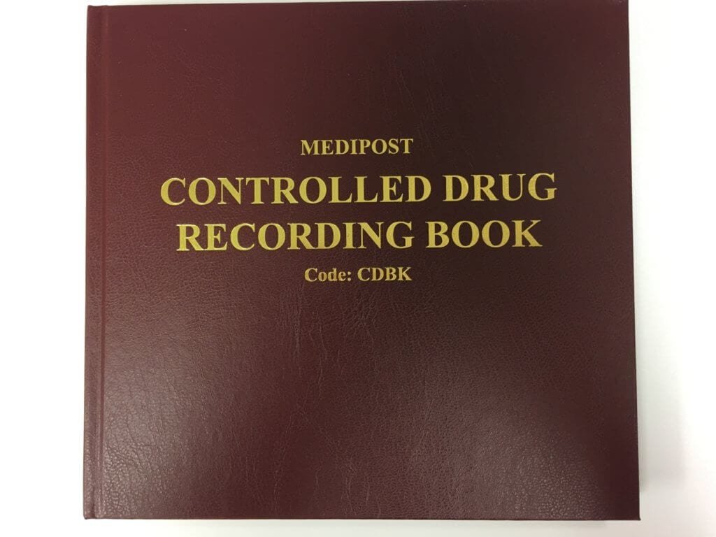 Medipost Controlled Drug Book - 199 Numbered pages - Hardback